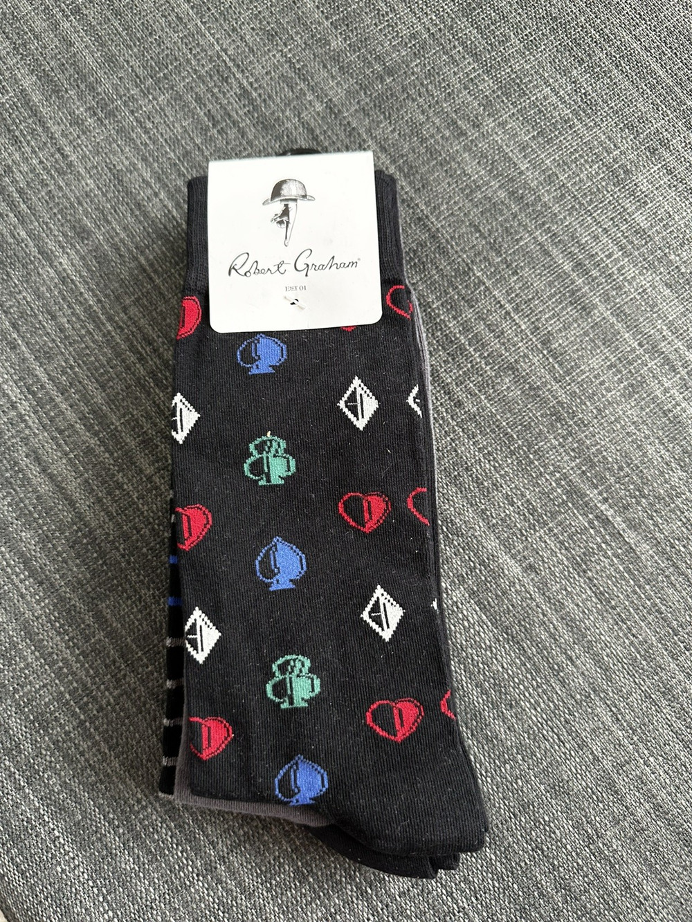 Robert Graham Men's 3 Pack Assorted Multi Dress Socks Card Suits Stripes Solid